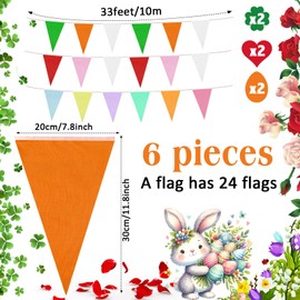 196 ft Valentine's Day St Patrick's Easter Pennant Banner Decoration Valentine Day Decor Triangle Flags for Valentine Day St Patrick's Easter Indoor Outdoor Garden Garland Party Hanging Decoration
