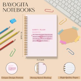 BAYOGITA Pink Christian Spiral Notebooks, Jeremiah 29:11 Bible Journaling Notebook, Religious Prayer Journal for Woman, Church Notes Notebook, Christian Gifts for Women, 5.5x8.3 Inches