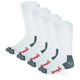 Wrangler Riggs - Calcetines de algodón para hombre, sin encuadernación, con puntera suave, paquete de 4 pares, Blanco, Large