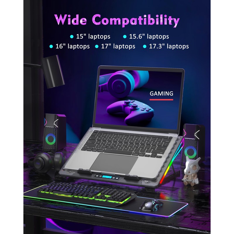 AICHESON Laptop Cooling Pad, 15 Powerful Cooling Fans, Gaming Laptop