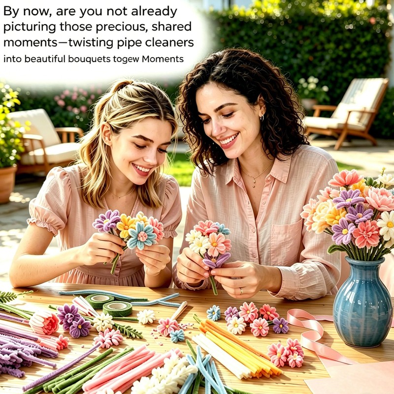 800 PCS Pipe Cleaners Flower Kit, Pipecleaner Flowers Supplies, 13