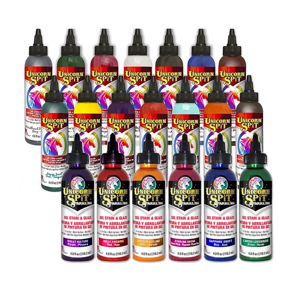 Unicorn SPiT - Gel Stain & Glaze - 20 COMPLETE Paint Collection- 4oz Original and Sparkle Collection with Exclusive PTP Flash Deals Guide