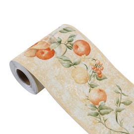 sourcing map 3D Wall Paper Border Self Stick Wall Covering PVC Floor Borders for Kitchen Bathroom Bedroom Wall Decor Paper Fruit Pattern Green 3.94 Inch by 16.4 Feet