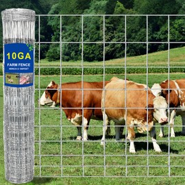 10GA Thickened Heavy Duty Farm Fence, 4ftx100ft Galvanized Cattle Fence, Goat Fence, Heavy Zinc Coating Wire Fencing, Wire Fencing for Hog Deer Horse