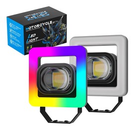 Universal Motorcycle RGB Spot Light, Auxiliary Lamp Light with RGB Ring