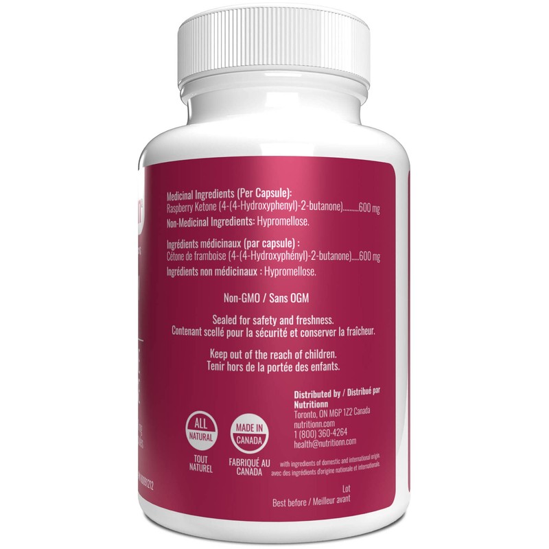 Raspberry Ketones by Nutritionn - 600 mg Capsules - Premium,