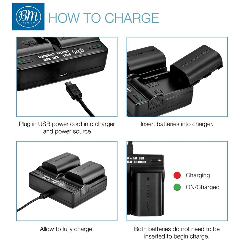 BM 2-Pack of LP-E6N Batteries and Dual Battery Charger for