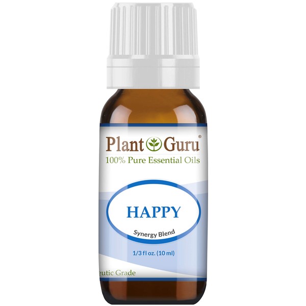 Happy Essential Oil Blend 10 ml 100% Pure, Undiluted, Therapeutic Grade. (Blend of: Pink Grapefruit, Lemon, Cassia, Ginger, Peppermint)