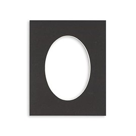 CountryArtHouse Black Acid Free 5x7 Oval Picture Frame Mat with White Core Bevel Cut for 4x6 Pictures - Fits 5x7 Frame - Pack of 1 Matboard Show Kit with Acid Free Backing & Clear Bag