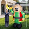 Ramadan Inflatable Decorations 7Ft, Eid Mubarak Moon Inflatable with 4