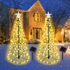 YUTONG 2 Pack Solar Spiral Christmas Trees Lights, 8 Mode