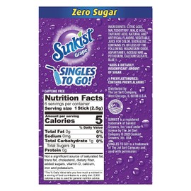 Sunkist Soda Grape Singles To Go Drink Mix, 0.53 OZ, 6 CT (Pack of 24)