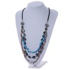 Avalaya Layered Shell Nugget and Semiprecious Stone with Black Faux
