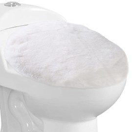 Soft Bathroom Toilet Lid Cover with Elastic All Around,Fabic Covers,Machine Washable,Fit Most Size Toilet Lids (White)