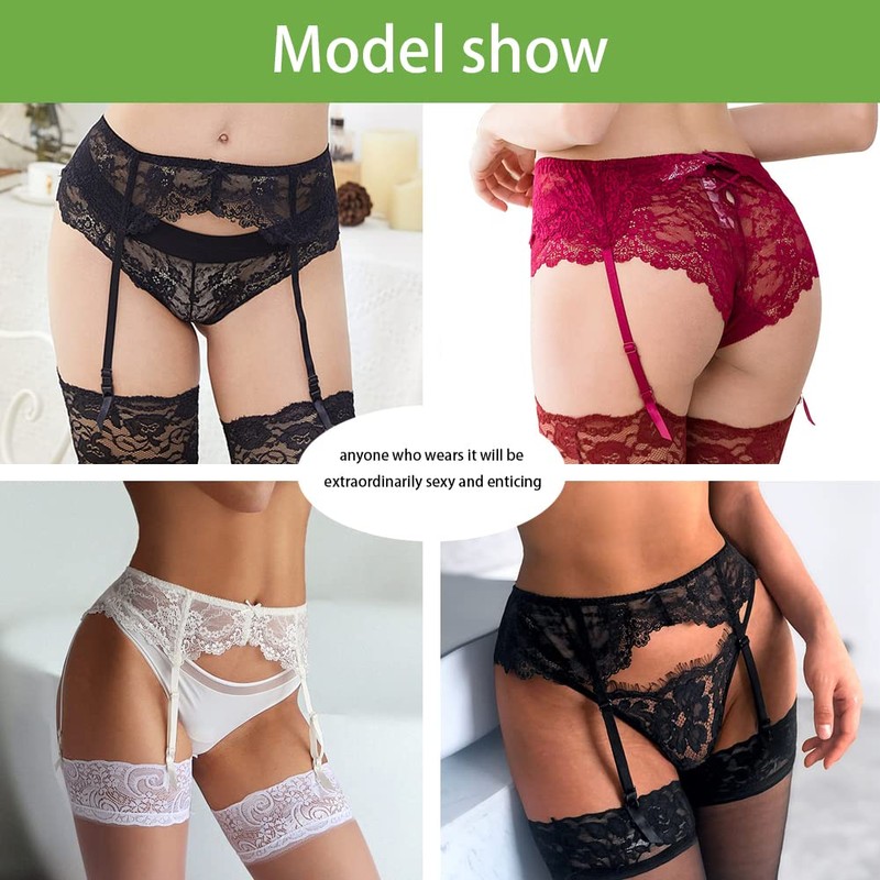 Confonze Liguero de encaje para mujer, sexy, tirantes para medias