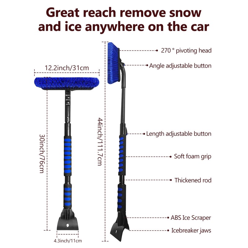 Auccutro 44'' Snow Brush Ice Scraper for Car Windshield Window,