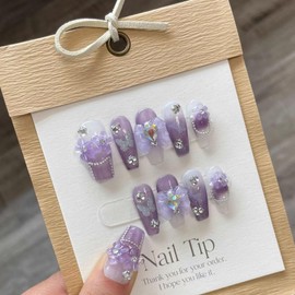 Nail Tip, Handmade, Press On Nails, Black, Cute Pink, School Entrance Ceremony, Graduation Ceremony, Korea, Coming-of-age Ceremony, Wedding, Sculpted, Rhinestone, Cat Eye, 10 Pieces, Fashionable