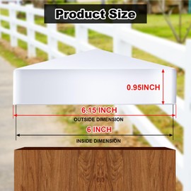 Taiyin Pyramid White PVC Vinyl Post Top Caps, Fence Post Caps, Deck Post Caps for Vinyl Fence Post (6 Pcs,6 x 6 Inch)
