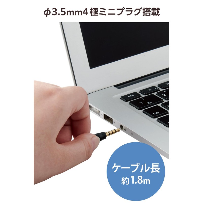 Elecom 4 Pole 3.5mm Noise Cancelling Unidirectional Lightweight Wired Headset