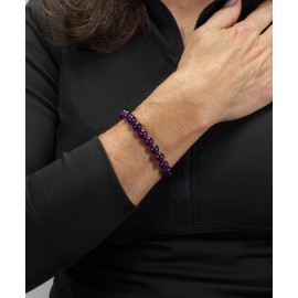 Cherry Tree Collection Gemstone Beaded Stretch Bracelet 8mm Round Beads | Small (Amethyst)
