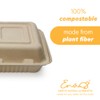 100% Compostable Disposable Food Containers with Lids [8”X8” 3-Comp 200