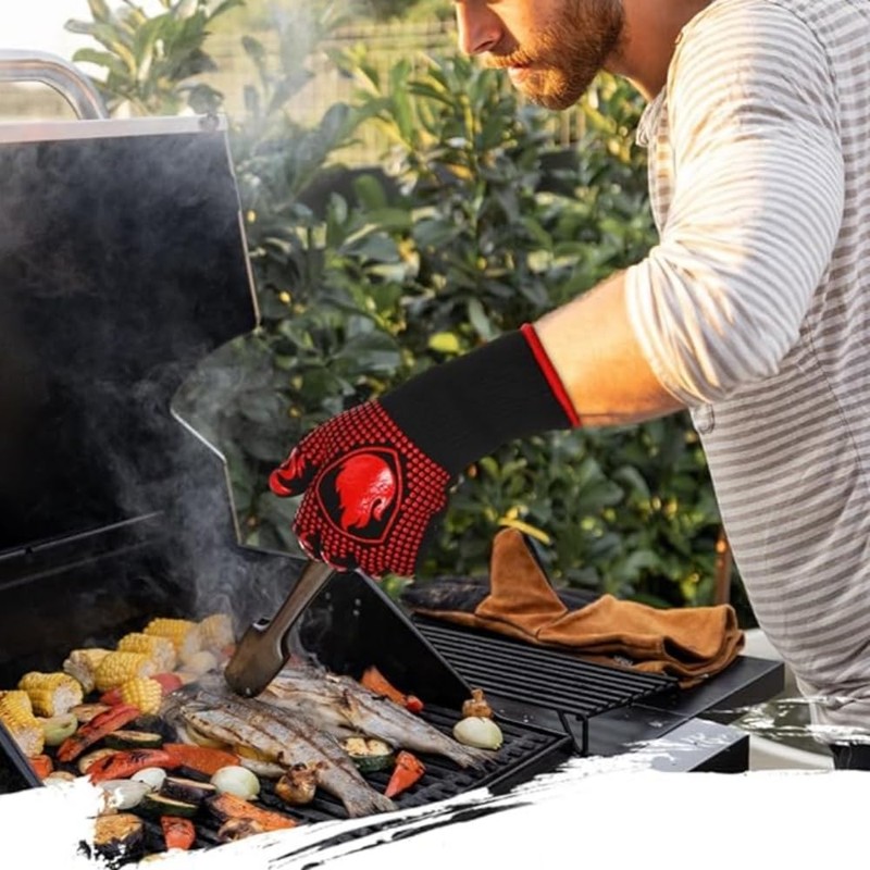 Esshogo BBQ Gloves, BBQ Accessories for Grill, Fireplace, Baking, Kitchen