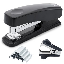 M&G Desktop Stapler Basic Stapler with 25 Sheet Capacity, Two Binding Modes, Portable Stapler with 1000 Staples and Remover, Durable Staplers for Office School Home (Black)