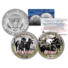SEABISCUIT BEATS WAR ADMIRAL Match Race JFK Half Dollar 2-Coin Set Horse Racing