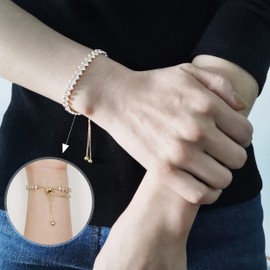 Uloveido Classical Pear Cut Cubic Zirconia Tennis Bracelet Crystal Adjustable Link Chain Bracelets Birthday Gifts for Women Y2693 (Silver Colour)