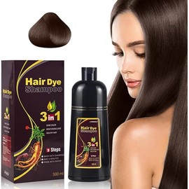 Cham pú Instant Hair Color para Ca bello,Cham pú para Teñir el Cabello, Ch ampú Tinte Instantáneo 3 En 1,Coloración a Base de Hierbas en Minutos para Mujeres y HombresTeñir el Cabello (Marron oscuro)