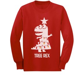 T-Rex Ugly Christmas Sweater Kids Sweatshirt Funny Dinosaur Long Sleeve Tshirt 4T Red