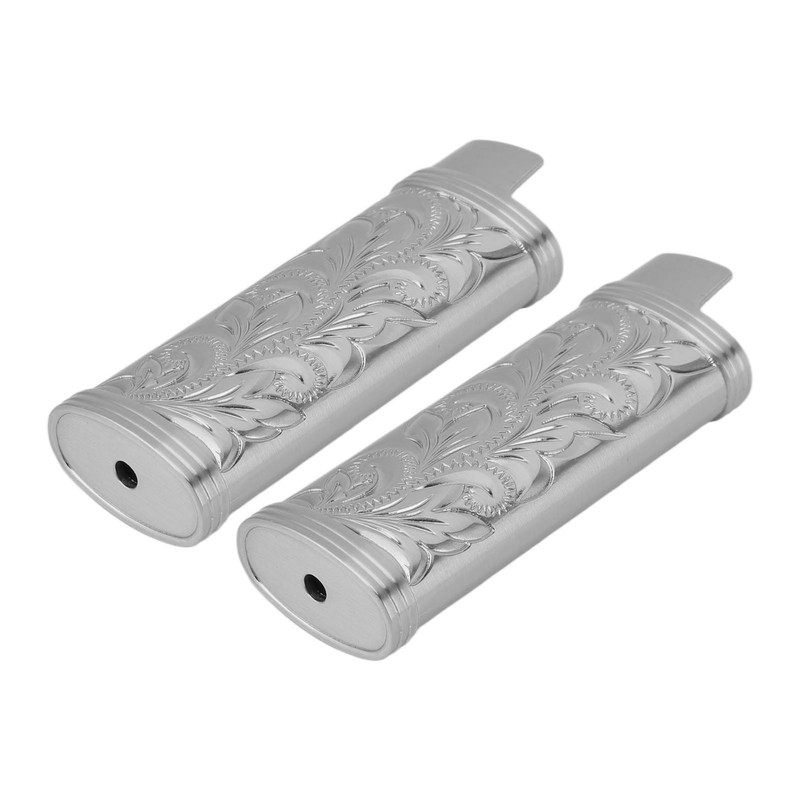 2Pcs Lighter Case Zinc Alloy Lighter Storage Container Floral Pattern
