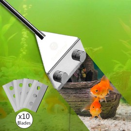 SunGrow 25" Aquarium Glass Cleaner, with 10 Replaceable Stainless Steel Blades, Cleaning Glass Stovetops, Removing Stickers & Labels, Tiles Grout Residue, Scraping Paint & Wallpaper