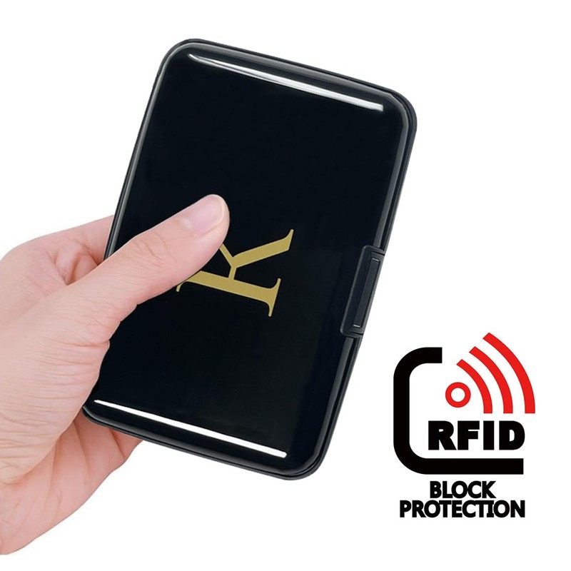 Rykitop Initial Letter Credit Card Holder,RFID Blocking ID Card Case
