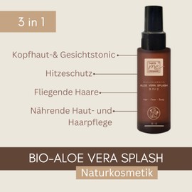 Thats me organic Organic Aloe Vera Splash 3 in 1 for Hair, Face & Body 100 ml - Natural Cosmetics with 72% Aloe - Instant Aid for Sunburn, Hair Loss & Neurodermatitis - Vegan Cosmetics