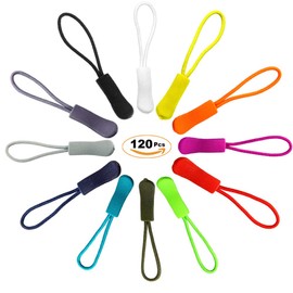 EuTengHao - 100 tiradores de cierre con cordón de nailon de repuesto para ropa, mochilas, bolsa de viaje, bolso de mano, cartera con cierre, 12 colores, 120 Pack, 1
