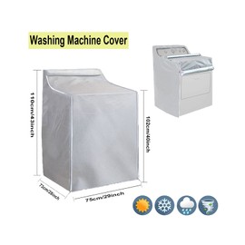 Ericlin 2Pack Washer and Dryer Covers,Top Load Washing Machine Cover Laundry Dryer Protect Cover Dustproof Waterproof Zipper Design for Easy Use Fit for Most Front-loading Machine(W29D28H43in) (Silve)