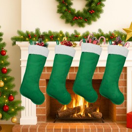 LinaGarten - Medias de Navidad para decoración familiar y chimenea de árbol de Navidad (6, grano verde, grande)
