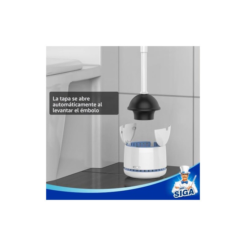 MR.SIGA Desatascador para Inodoro con Soporte, Resistente para Baño, Blanco