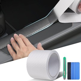 Arespark Transparent Carbon Fiber Vinyl Wrap, Cars Window Door Trim Universal DIY Chrome Delete Vinyl Wrap, Door Edge Guards Protection Tape Accessories with Free Tool Kit (3in x 30ft)