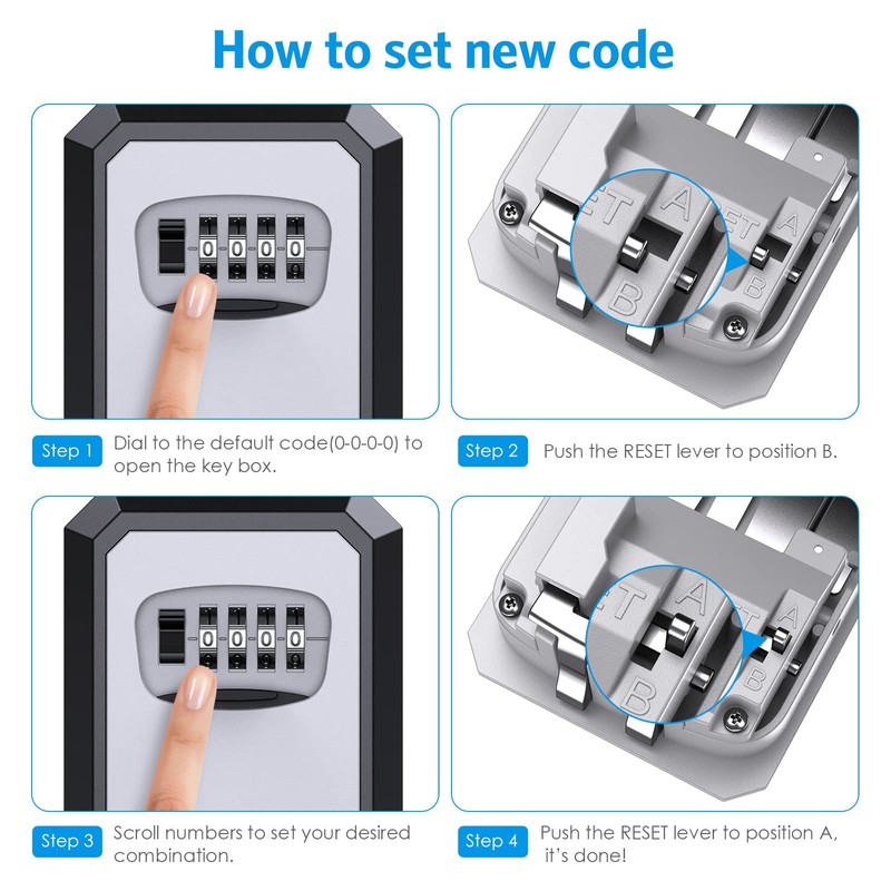 OQIMAX Key Lock Box Outside,Key Safe Lock Box for Outdoor