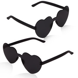 AMCAMI 2 Packs Heart Shaped Sunglasses for Women Colored Heart Shaped Glasses Bachelorette Party Favors