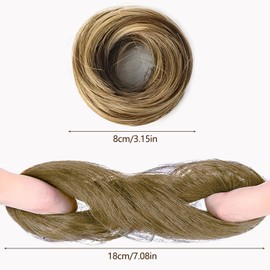 Haarverlängerungen für Damen, unordentlicher Dutt Haarteil, synthetische Haargummis, unordentlicher Dutt Scrunchie, elastisches Zubehör, lockige Haarteile (Braun mit Blond Mischung)