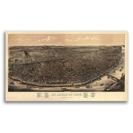 Magnet 1896 St. Louis Missouri Vintage Old Panoramic City Map Magnet Vinyl Magnetic Sheet for Lockers, Cars, Signs, Refrigerator 5"