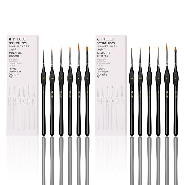 6Pcs Micro Paint Brushes Set with Triangular Handles - for