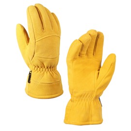 SKYDEER Full Deerskin Suede Leather Winter Gloves for Cold Weather Work Skiing Cycling Driving, Extreme Warm Gloves for Men and Women (SD8676T/XL)
