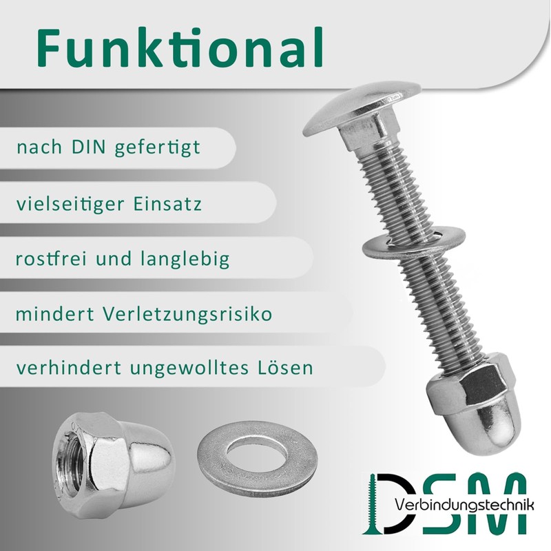 DSM - Carriage Bolts M6 x 70mm DIN 603 -