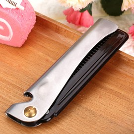Stainless Steel Folding Moustache Shaping Beard Comb Ideal Men Traveling and Daily Use (Amber pp+stainless steel)