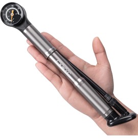 CXWXC Bicycle Pump, 120 PSI High Pressure, with Pressure Gauge, for Presta and Schrader Valves, Grey