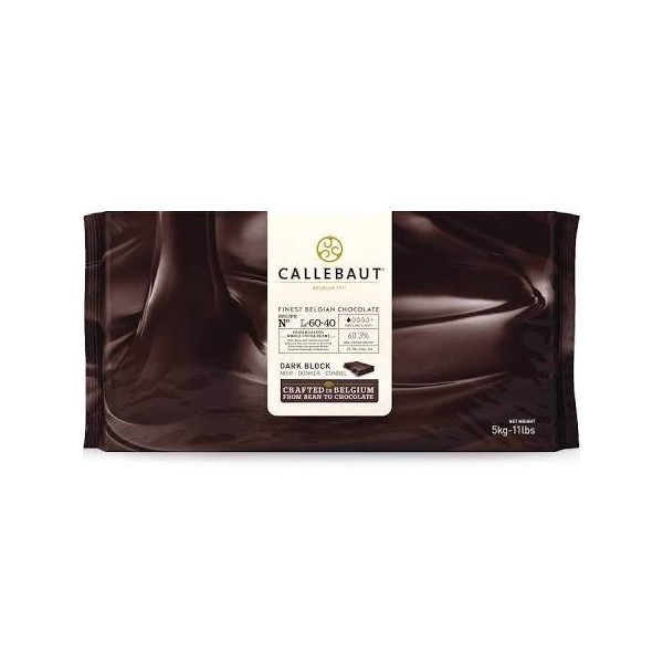 Callebaut L-60-40 Belgian Dark Chocolate Baking Block 60.6%, 1 Block / 11 pounds